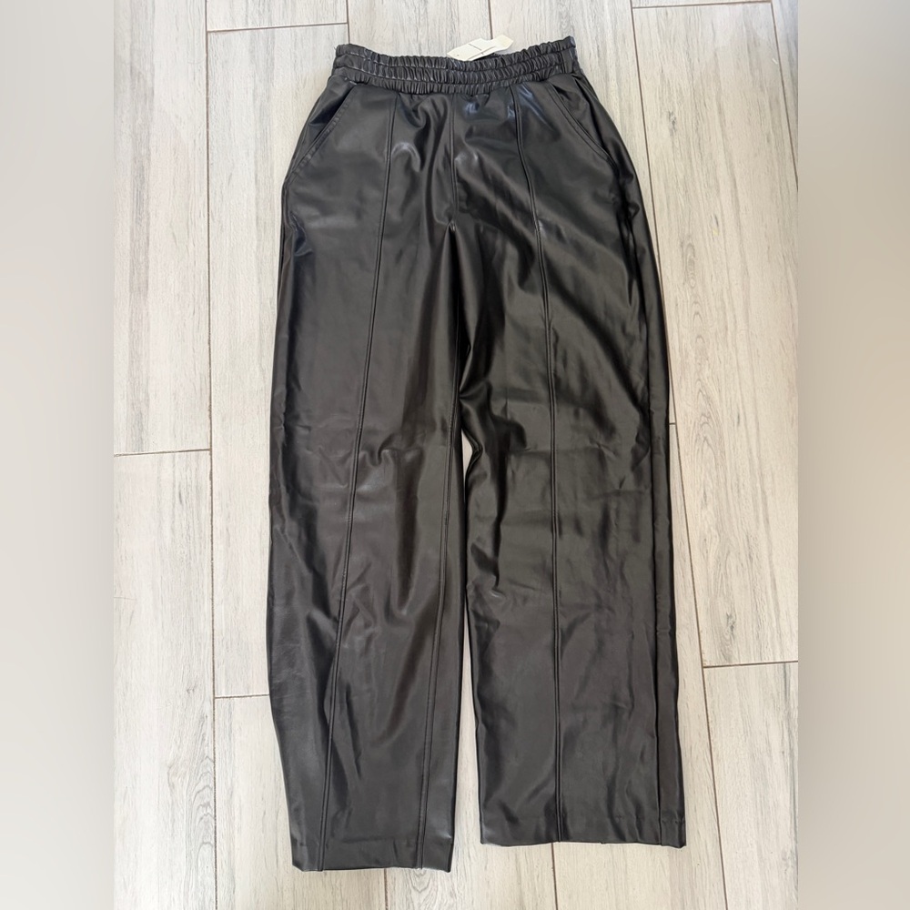 Abercrombie & Fitch Black Vegan Leather Trousers Small